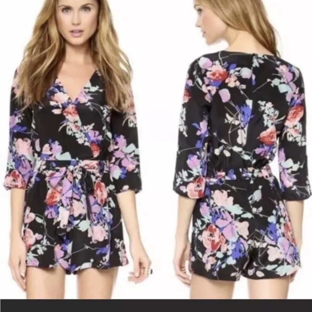 Yumi Kim Black Floral Silk Romper
